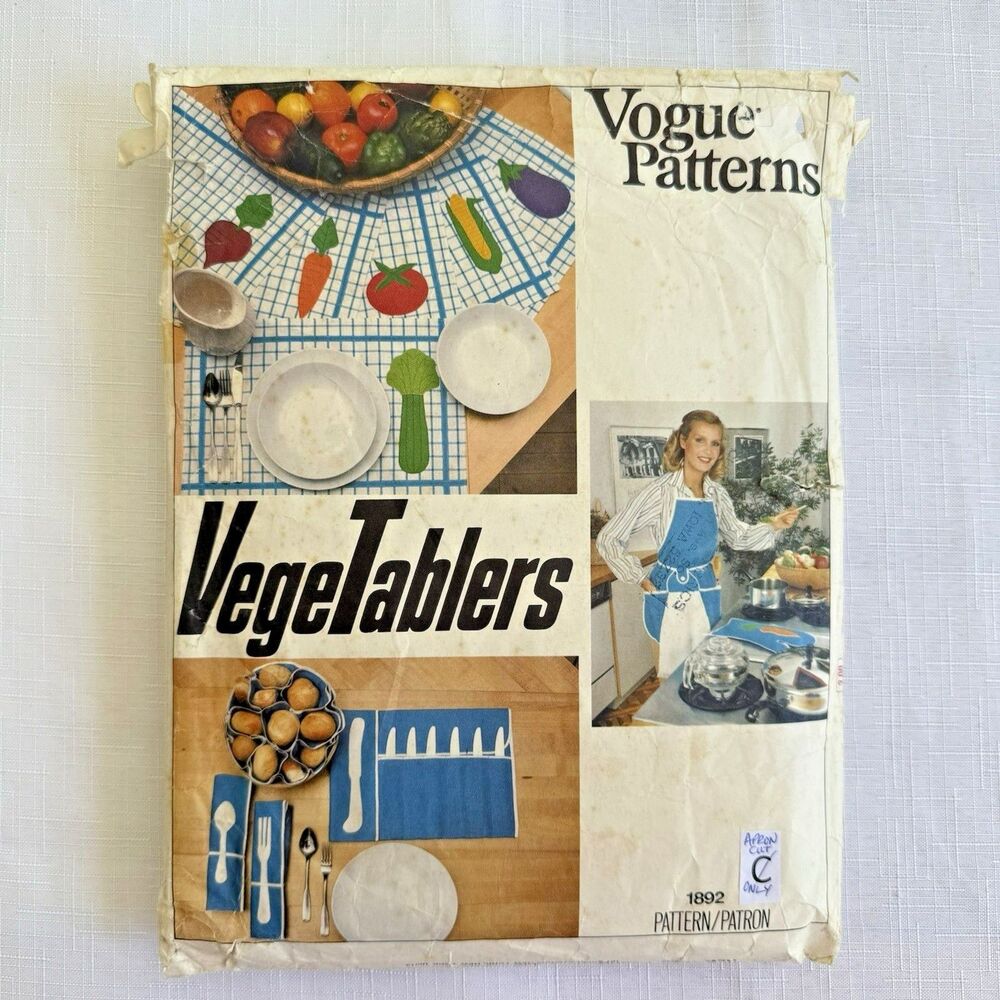 Vogue Sewing Pattern 1892 VegeTablers Kitchen Picnic Cottagecore Home Decor